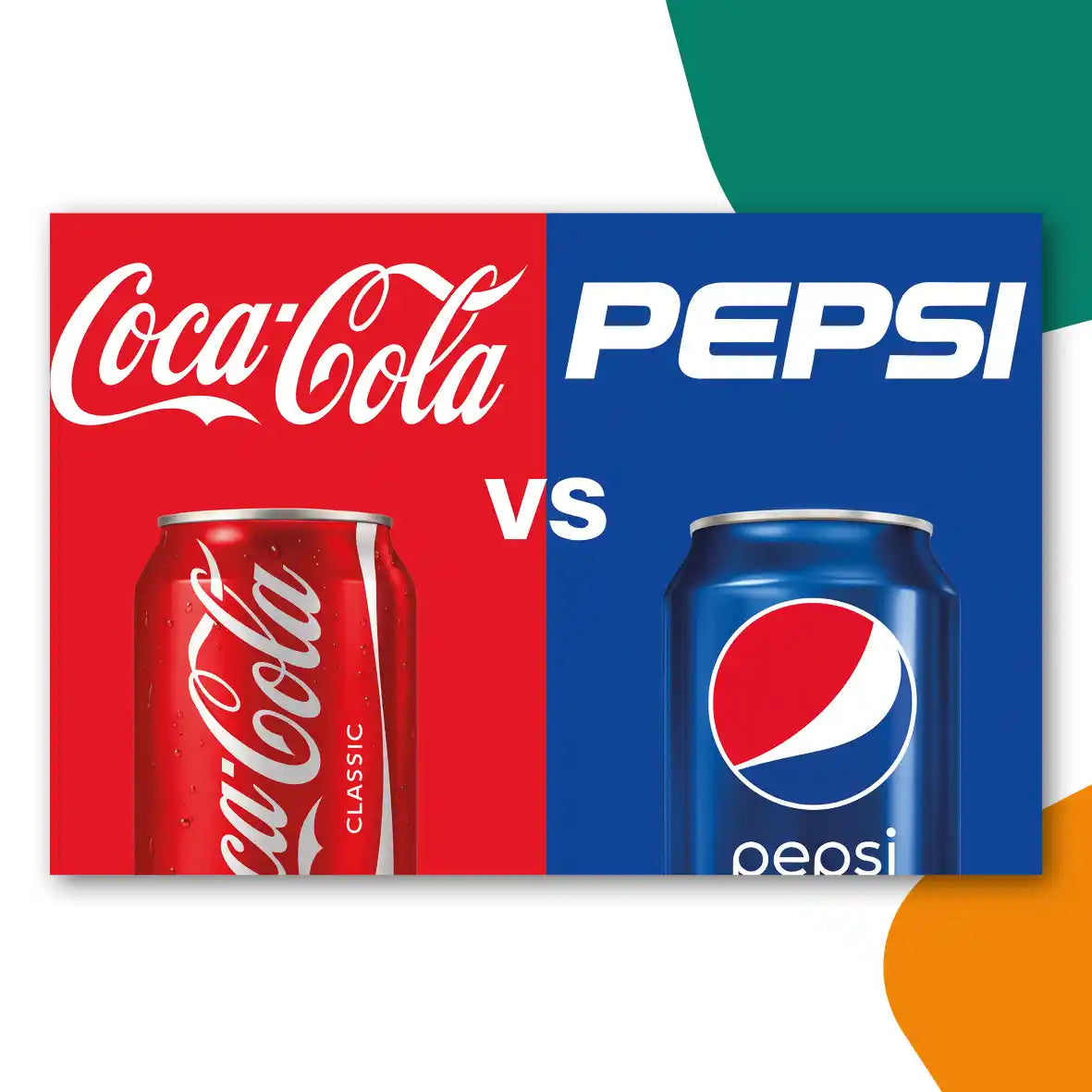 Een blikje van Coca cola vs een blikje van Pepsi